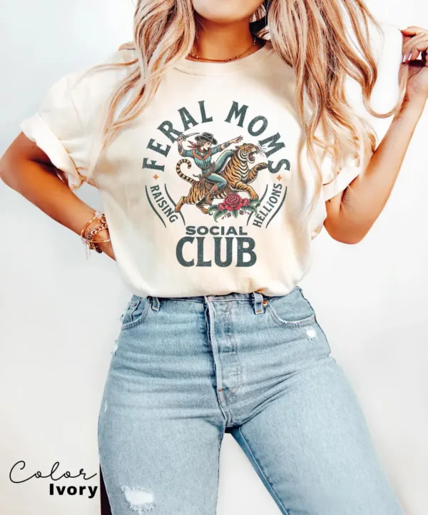 Feral Moms Social Club, Vintage Graphic Tee, Somebody's Feral Wife T-Shirt, The Best Idea for Mother's Day Gift