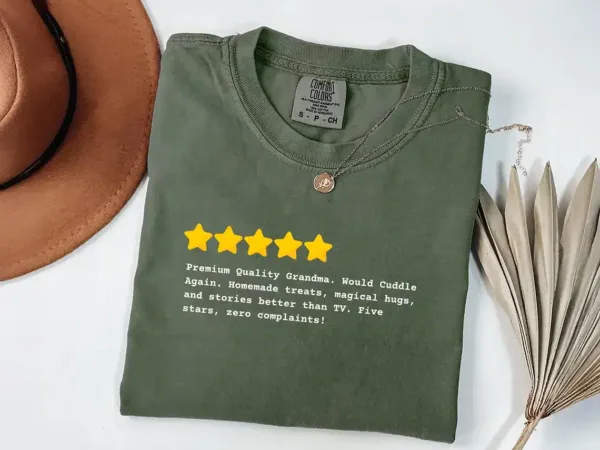 Five Star Grandma T-Shirt, Funny Grandma, Mother's Day Funny Gift for Grandma, Grandma Birthday Gifts from Grandchildren