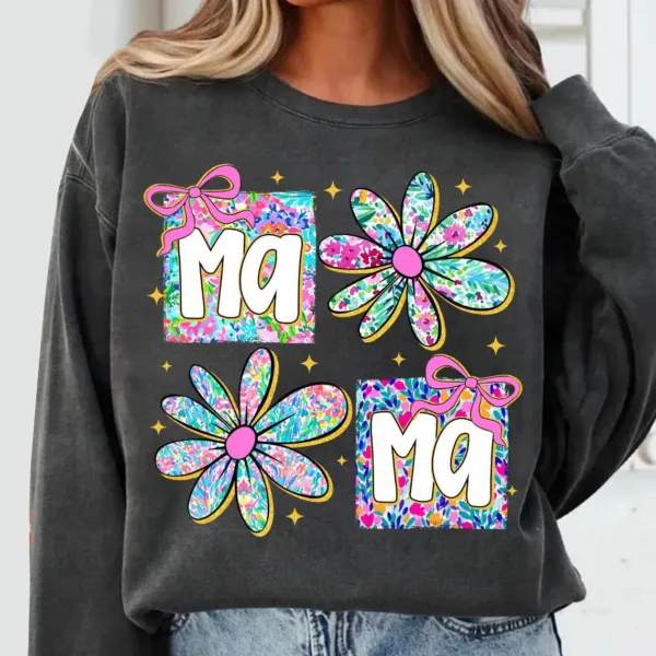 Preppy Mama with Flowers, Coquette Aesthetic, Mother's Day Shirt Design