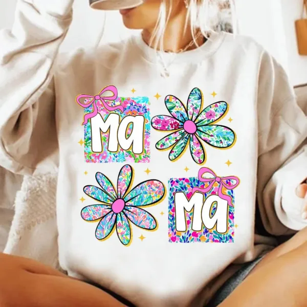 Preppy Mama with Flowers, Coquette Aesthetic, Mother's Day Shirt Design