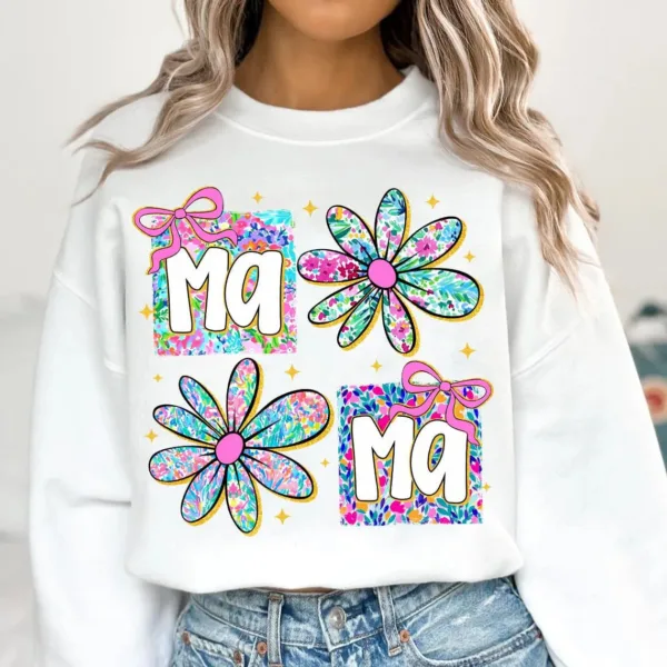 Preppy Mama with Flowers, Coquette Aesthetic, Mother's Day Shirt Design