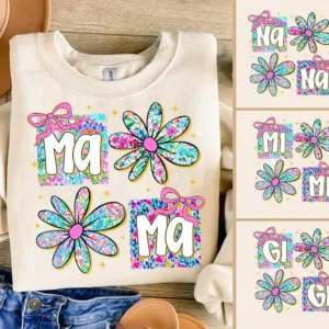 Preppy Mama with Flowers, Coquette Aesthetic, Mother's Day Shirt Design