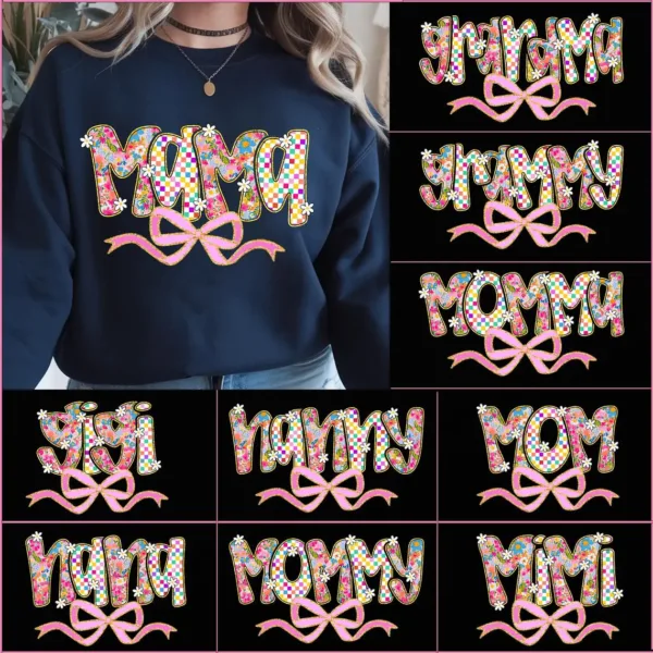 Floral Preppy Mama Design, Retro Flower Gift for Mom, Nana, Mimi, Aunt