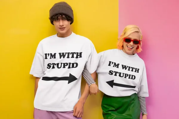 Funny-Couple-Matching-T-Shirts-2.webp Funny Couple Matching T-Shirts - I'm With Stupid Couples Tees Set of 2 - Cute Cotton Shirts for Couples