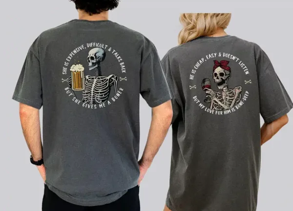 Funny-Couples-T-shirt-3.webp Funny Couples T-shirt, Skeleton His Hers Shirts, Couples Shirts, Raunchy Couples Tees, Boyfriend Girlfriend Matching Shirts