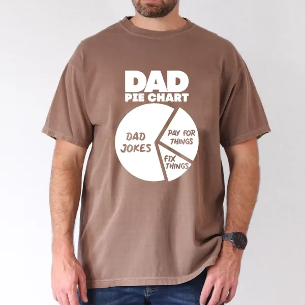Funny-Dad-Graphic-Tee-1.webp Dad Pie Chart Include Dad Jokes, Dad For Things, Fix Things, Funny Dad Graphic Tee, The Best Father's Day Gift