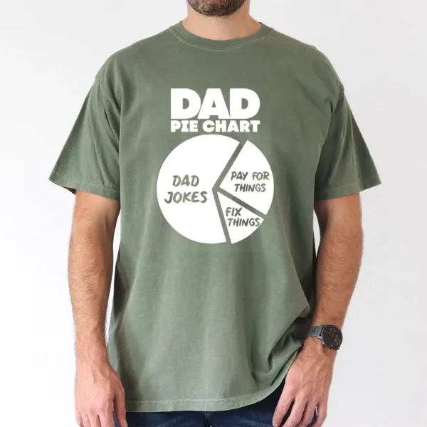 Funny-Dad-Graphic-Tee-3.webp Dad Pie Chart Include Dad Jokes, Dad For Things, Fix Things, Funny Dad Graphic Tee, The Best Father's Day Gift