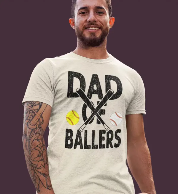 Softball Baseball Dad Shirt ? Proud Sports Dad of Ballers ? Father's Day Gift