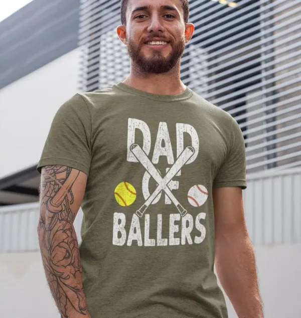 Softball Baseball Dad Shirt ? Proud Sports Dad of Ballers ? Father's Day Gift