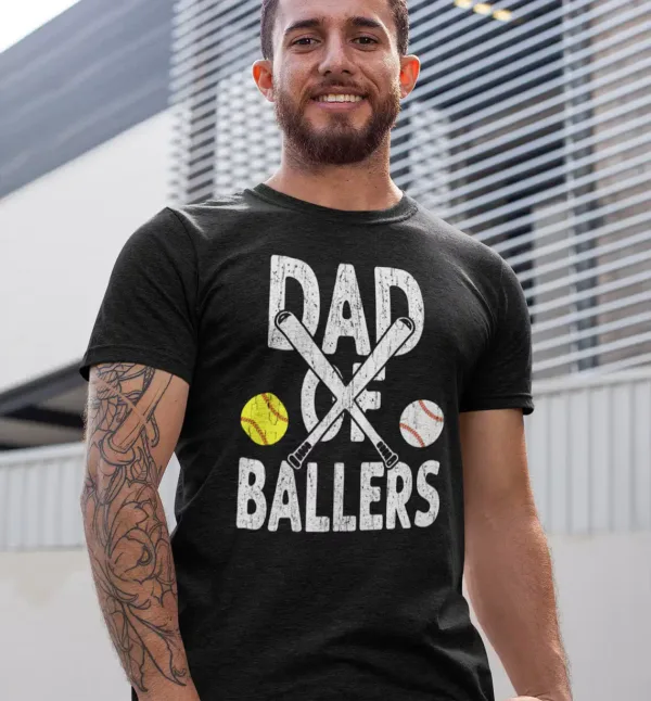 Softball Baseball Dad Shirt ? Proud Sports Dad of Ballers ? Father's Day Gift