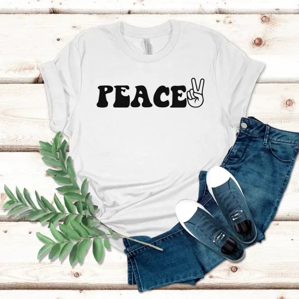 Funny-Matching-Couple-Shirt-1.webp Couples Matching T-Shirt With I Come In Peace and Peace Print Design, The Best Family Matching Gift