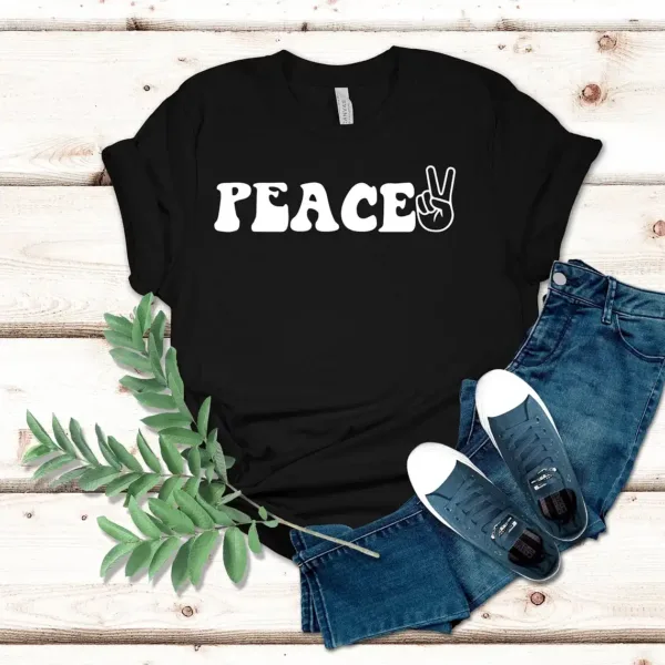 Funny-Matching-Couple-Shirt-3.webp Couples Matching T-Shirt With I Come In Peace and Peace Print Design, The Best Family Matching Gift