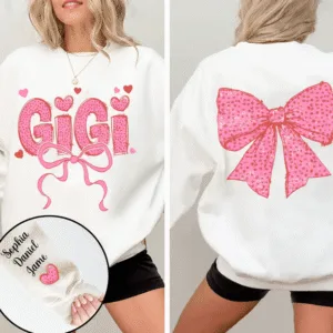 Gigi-Nana-And-Kids-Lovely-Bow-Personalized-Sweatshirt-With-Design-On-Sleeve-Meaningful-Valentine-Gifts-For-Grandma-Mom-Wife-NH96-3-1.png Gigi And Kids Lovely Bow - Personalized Sweatshirt With Design On Sleeve - Meaningful Mother's Day Gifts For Grandma, Mom, Wife