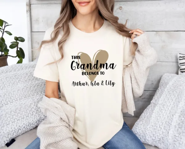 Grandma-Belongs-To-Shirt-Personalised-Grandma-T-Shirt-Custom-Grandkids-Tshirt-Mothers-Day-Gift-1.webp Grandma Shirt, Personalized Shirt, Mum T Shirt, Custom Grandma Tee, Heart T-shirt, New Grandma Gift