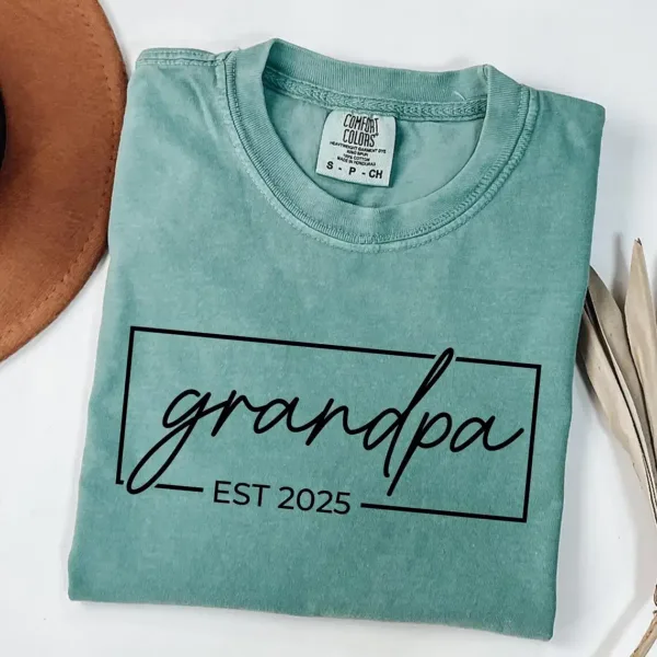Grandpa-Est-Year-3.webp Custom Grandpa EST T-Shirt, Funny Granddad Shirt, Gift for Grandpa, Father's Day Gift