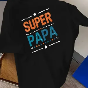 Graphic-Design-Featuring-2.webp Graphic Design Featuring Super Dad on a Men's Short-Sleeve Crew Neck T-Shirt, a Comfortable And Lightweight Casual Top Perfect for Summer