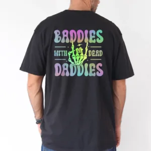 Groovy-Baddies-with-the-Dead-Daddies-Graphic-T-Shirt-Adult-Black-Small-Short-Sleeve-Cotton-Blend-Casual-Style-Machine-Washable-Casual-Wear-Trendy-Casual-Style-Stretchy-Fabric-2.webp Groovy Baddies with the Dead Daddies Graphic T-Shirt - The Best Father's Day Gift