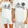 Her-Captain-His-Anchor-4.webp Couple Matching T-Shirt, Her Captain and His Anchor Print Design For Summer, Father's Day T-Shirt, The Best Family Matching Gift