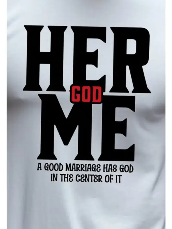 His-Hers-Matching-Couple-T-Shirts-2.webp Couple Matching T-Shirt, Her God Me and Him God Me Print Design For Summer, Father's Day T-Shirt, The Best Family Matching Gift