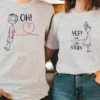 His-Hers-Matching-Couple-T-Shirts-4.webp His & Hers Matching Couple T-Shirts - Casual Red Graphic Tees with Oh Oh & Yep! Love Story Print, Summer Outfit for Men and Women