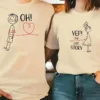 His-Hers-Matching-Couple-T-Shirts-5.webp His & Hers Matching Couple T-Shirts - Casual Red Graphic Tees with Oh Oh & Yep! Love Story Print, Summer Outfit for Men and Women