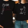 His-Hers-Matching-Couple-T-Shirts-6.webp His & Hers Matching Couple T-Shirts - Casual Red Graphic Tees with Oh Oh & Yep! Love Story Print, Summer Outfit for Men and Women