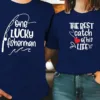 His-Hers-Matching-Fishing-Graphic-1.webp His & Hers Matching Fishing Graphic T-Shirts - One Lucky Fisherman & The Best Catch of His Life Design, Perfect for Couples Who Love Fishing Together