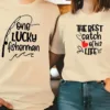 His-Hers-Matching-Fishing-Graphic-3.webp His & Hers Matching Fishing Graphic T-Shirts - One Lucky Fisherman & The Best Catch of His Life Design, Perfect for Couples Who Love Fishing Together