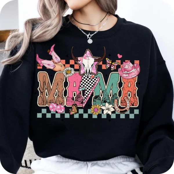 Howdy Mama Sweatshirt, Western Mama, Cowhide Mama, Western Mom, Coquette, Cowgirl Mama, The Best Idea for Mother's Day Gift