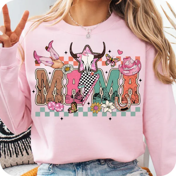 Howdy Mama Sweatshirt, Western Mama, Cowhide Mama, Western Mom, Coquette, Cowgirl Mama, The Best Idea for Mother's Day Gift