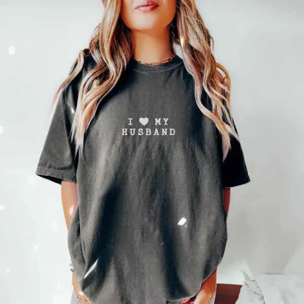 I Love My Wife Husband Custom Honeymoon Gift for Couple Unisex  T-Shirt, Personalized Matching Couple Shirt