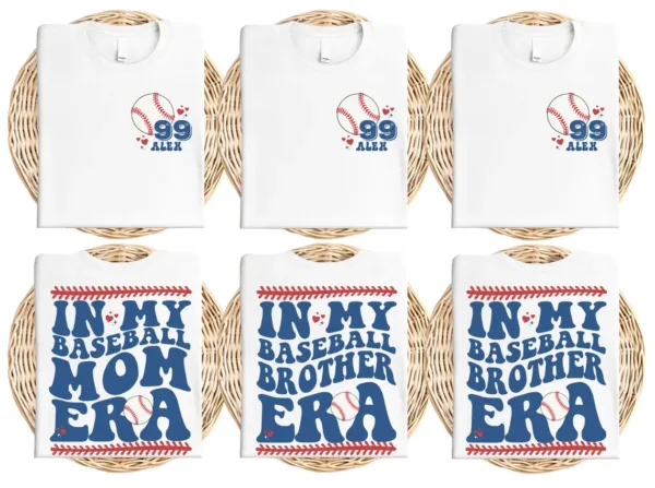 In My Baseball Sister Era Shirt, Custom Baseball Numbers and Name, Baseball Team Family Tee -  The Best Mothers Day Gift