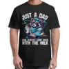 Just a Dad Who Always Came Back With The Milk T-Shirt, Retro Dad Raccoon Shirt, Funny Father's Day Gift for Dad Sarcastic, Vintage
