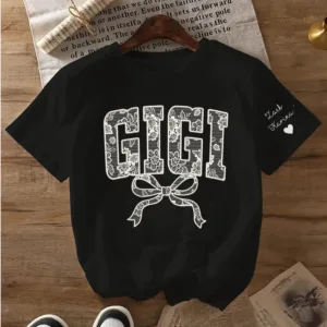 Personalized Lace Gigi Coquette Shirt, Mothers Day Gift, Floral Gigi Lace Shirt, Trendy Lace Print Crewneck - The Best Mother's Day Gift