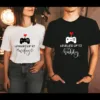 Couples Matching T-Shirt With Leveling Up To Wifey and Leveling Up To Hubby Print Design, The Best Family Matching Gift