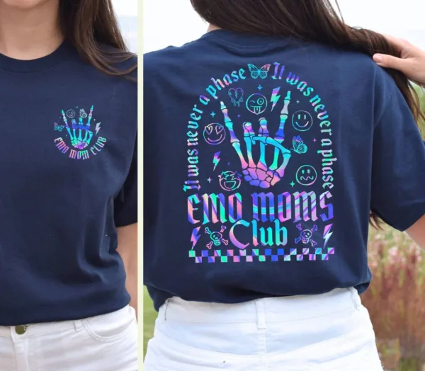 May include A Dark Blue T-Shirt With a Holographic Design T-Shirt, The Best Idea for Mother's Day Gift