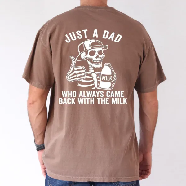 MENS1_gm_optimized.webp Just a Dad, Who Always Came Back With The Milk T-Shirt, The Best Father's Day Gift