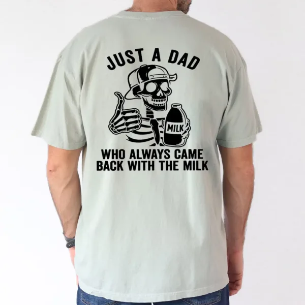 MENS2_gm_optimized.webp Just a Dad, Who Always Came Back With The Milk T-Shirt, The Best Father's Day Gift