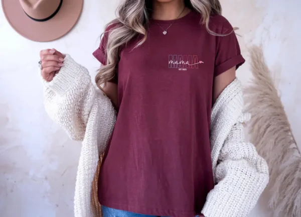 Mama Est Shirt, Personalized Mama T shirt, Custom Mama Shirt, New Mum Gift, Mothers Day Shirt