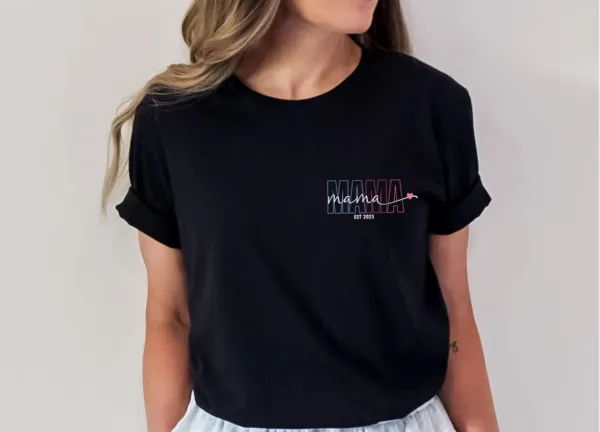 Mama Est Shirt, Personalized Mama T shirt, Custom Mama Shirt, New Mum Gift, Mothers Day Shirt