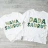Mama Saurus, Dada Saurus Tees T-Shirt, Mother's Day, Father Day, Couple Matching, The Best Family Holiday Gift