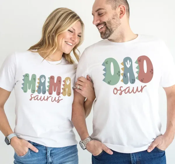 Mama Saurus, Dad Saurus Tees T-Shirt, Mother's Day, Father Day, Couple Matching, The Best Family Holiday Gift