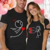 Couples Matching T-Shirt with Love and Magnet Design, The Best Family Matching Gift