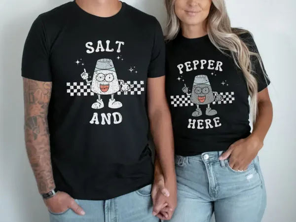 Matching-Couples-1.webp Matching Couples Halloween Costume T-Shirts, Funny Couples Salt And Pepper T-Shirts, Couples Outfit Couple Tees, Husband Wife T Shirt