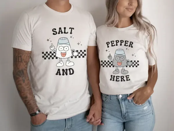 Matching-Couples-2.webp Matching Couples Halloween Costume T-Shirts, Funny Couples Salt And Pepper T-Shirts, Couples Outfit Couple Tees, Husband Wife T Shirt