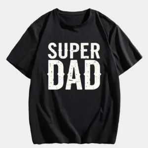 MenS-SUPER-DAD-Graphic-Tee-Casual-Black-Short-Sleeve-T-Shirt-with-White-Text-Perfect-for-Summer-Everyday-Tshirt-Playful-Text-Design-Comfortable-Fit-Dad-Tshirt-1.webp Men's SUPER DAD Graphic Tee - Casual Black Short Sleeve T-Shirt with White Text, Perfect for Summer, Everyday T-Shirt