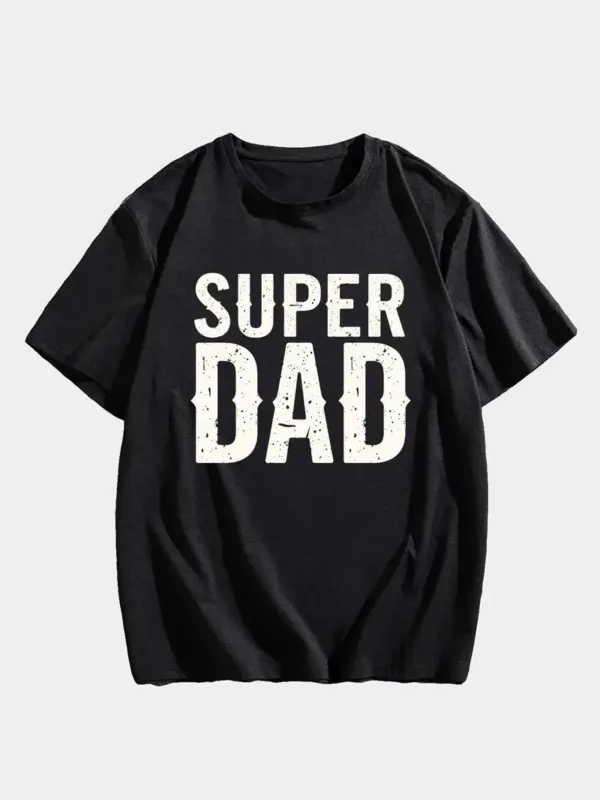 MenS-SUPER-DAD-Graphic-Tee-Casual-Black-Short-Sleeve-T-Shirt-with-White-Text-Perfect-for-Summer-Everyday-Tshirt-Playful-Text-Design-Comfortable-Fit-Dad-Tshirt-1.webp Men's SUPER DAD Graphic Tee - Casual Black Short Sleeve T-Shirt with White Text, Perfect for Summer, Everyday T-Shirt