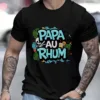 Men'S Short Sleeve T-Shirt Black PAPA AU RHUM Tropical Graphic Design for Casual Wear