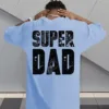 Men's Super Dad Graphic Tee - Casual & Stretchy Summer Short Sleeve T-Shirt, Black with Bold Letter Print, Round Neck, Perfect for Casual Attire