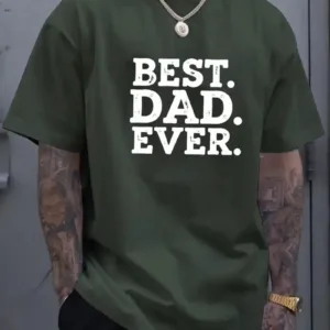 Mens-BEST-DAD-EVER-Graphic-T-Shirt-4.webp Best Dad Ever Graphic T-Shirt - Casual Short Sleeve Tee, Breathable Summer Shirt with Round Neck, Regular Fit for Fathers Day Gifts, Relaxed Fit Tee